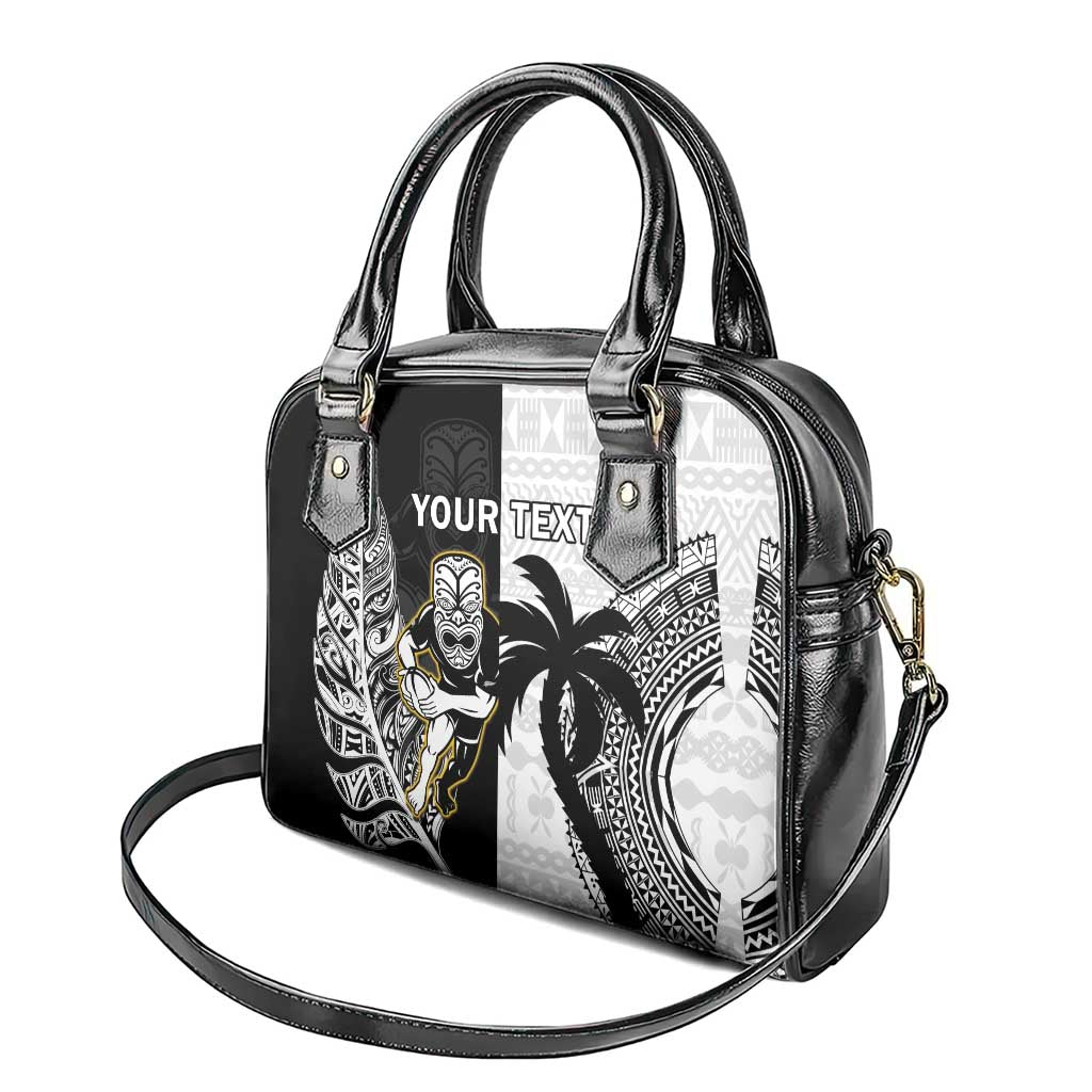 Custom Fiji And New Zealand Rugby Shoulder Handbag Aotearoa Silver Fern Mix Fijian Tapa Pattern LT14 - Polynesian Pride