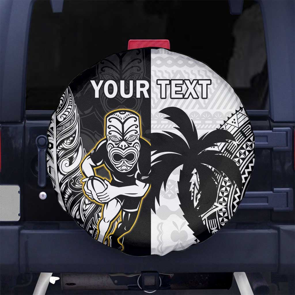 Custom Fiji And New Zealand Rugby Spare Tire Cover Aotearoa Silver Fern Mix Fijian Tapa Pattern LT14 - Polynesian Pride