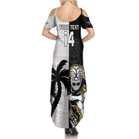 Custom Fiji And New Zealand Rugby Summer Maxi Dress Aotearoa Silver Fern Mix Fijian Tapa Pattern LT14 - Polynesian Pride