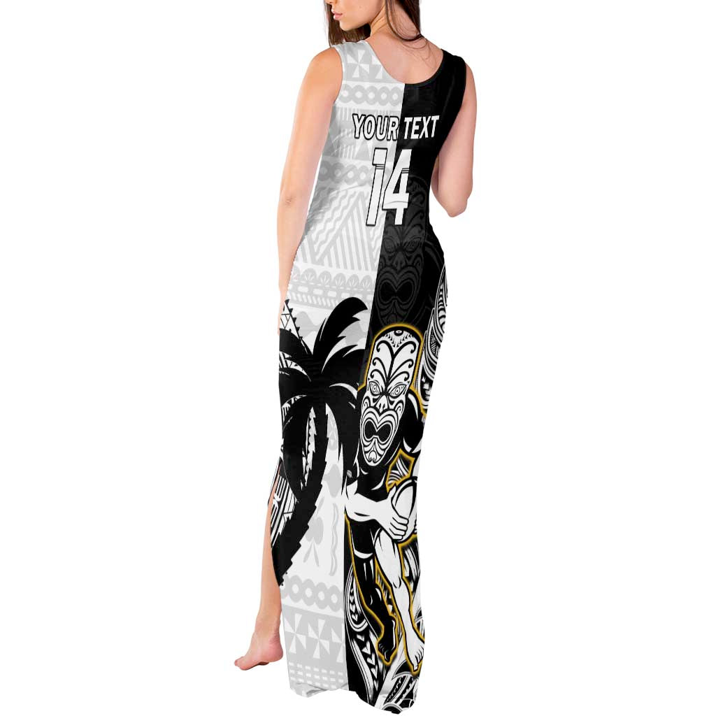 Custom Fiji And New Zealand Rugby Tank Maxi Dress Aotearoa Silver Fern Mix Fijian Tapa Pattern LT14 - Polynesian Pride