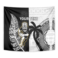 Custom Fiji And New Zealand Rugby Tapestry Aotearoa Silver Fern Mix Fijian Tapa Pattern LT14 - Polynesian Pride