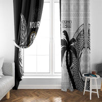 Custom Fiji And New Zealand Rugby Window Curtain Aotearoa Silver Fern Mix Fijian Tapa Pattern LT14 - Polynesian Pride