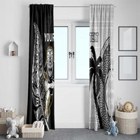 Custom Fiji And New Zealand Rugby Window Curtain Aotearoa Silver Fern Mix Fijian Tapa Pattern LT14 - Polynesian Pride