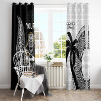 Custom Fiji And New Zealand Rugby Window Curtain Aotearoa Silver Fern Mix Fijian Tapa Pattern LT14 - Polynesian Pride