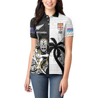 Custom Fiji And New Zealand Rugby Women Polo Shirt Aotearoa Silver Fern Mix Fijian Tapa Pattern LT14 - Polynesian Pride