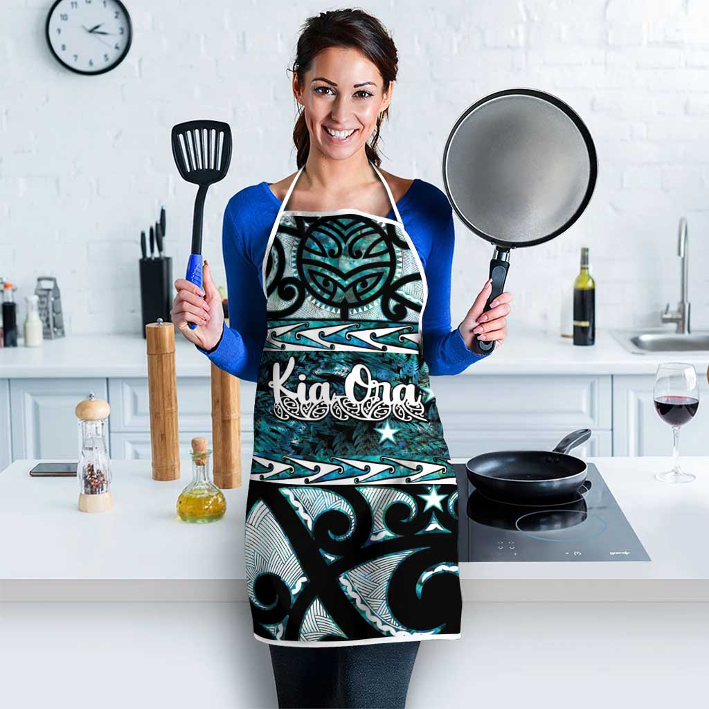 Kia Ora New Zealand Apron Aotearoa Proud Maori Paua Shell Silver Fern - Polynesian Pride
