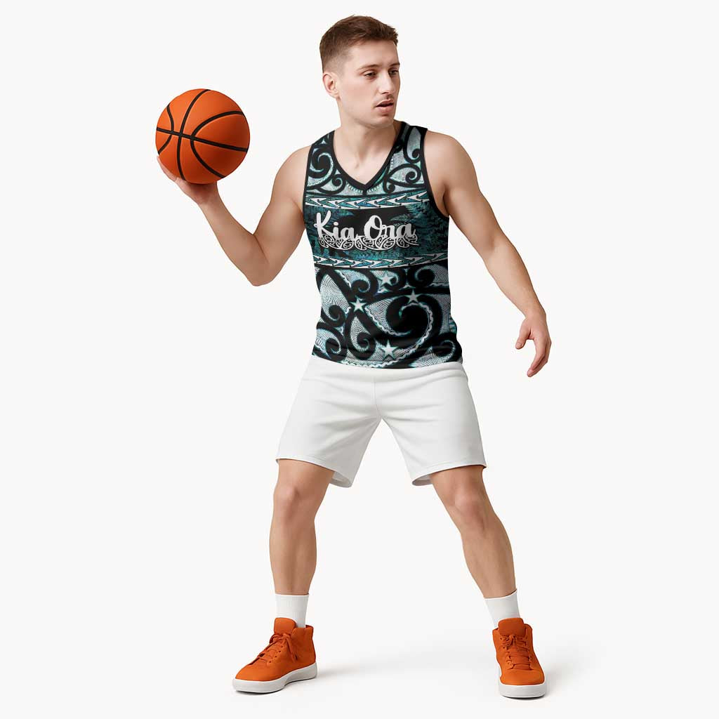 Kia Ora New Zealand Basketball Jersey Aotearoa Proud Maori Paua Shell Silver Fern - Polynesian Pride