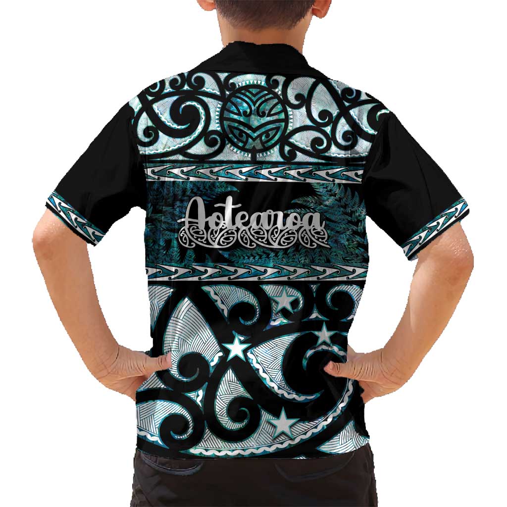 Kia Ora New Zealand Family Matching Off Shoulder Short Dress and Hawaiian Shirt Aotearoa Proud Maori Paua Shell Silver Fern LT14 - Polynesian Pride