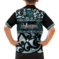 Kia Ora New Zealand Family Matching Puletasi and Hawaiian Shirt Aotearoa Proud Maori Paua Shell Silver Fern LT14 - Polynesian Pride