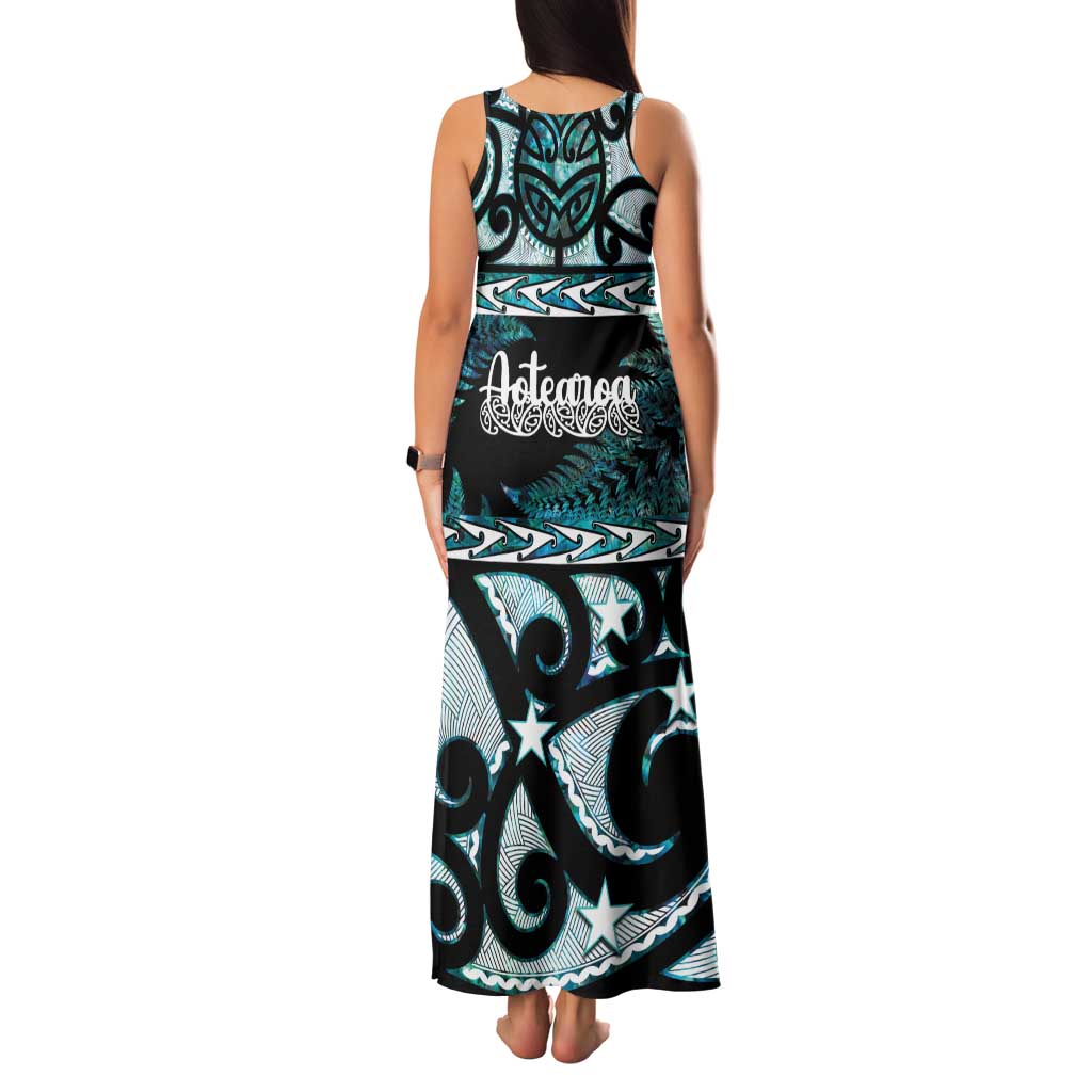 Kia Ora New Zealand Family Matching Tank Maxi Dress and Hawaiian Shirt Aotearoa Proud Maori Paua Shell Silver Fern LT14 - Polynesian Pride
