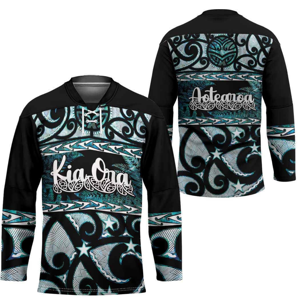 Kia Ora New Zealand Hockey Jersey Aotearoa Proud Maori Paua Shell Silver Fern - Polynesian Pride