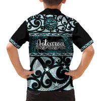 Kia Ora New Zealand Kid Hawaiian Shirt Aotearoa Proud Maori Paua Shell Silver Fern - Polynesian Pride