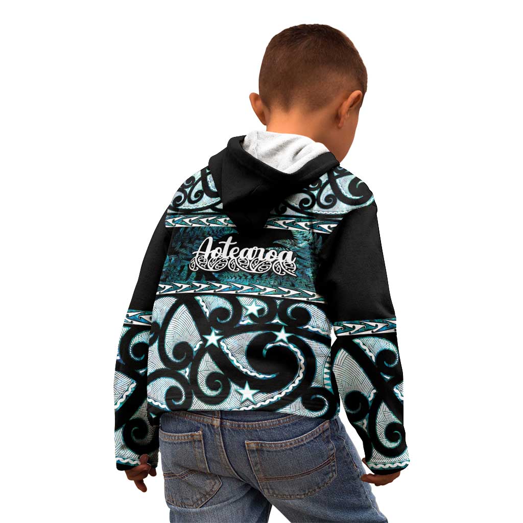 Kia Ora New Zealand Kid Hoodie Aotearoa Proud Maori Paua Shell Silver Fern - Polynesian Pride