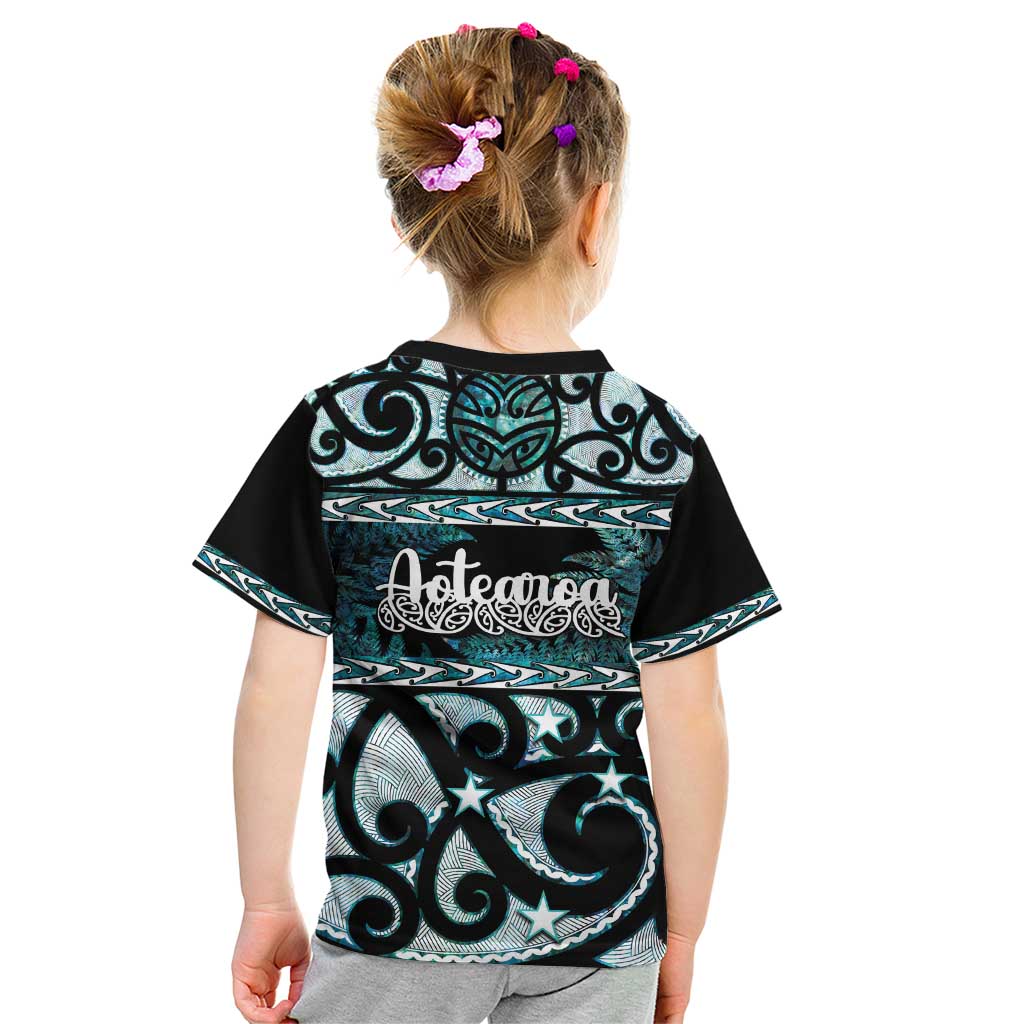 Kia Ora New Zealand Kid T Shirt Aotearoa Proud Maori Paua Shell Silver Fern - Polynesian Pride