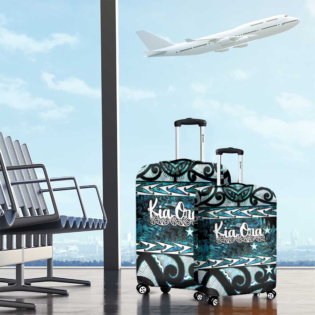 Kia Ora New Zealand Luggage Cover Aotearoa Proud Maori Paua Shell Silver Fern - Polynesian Pride