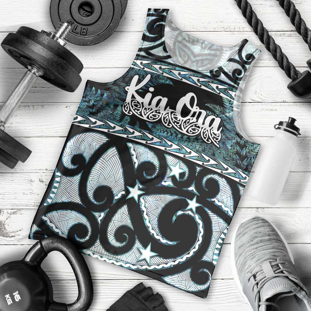 Kia Ora New Zealand Men Tank Top Aotearoa Proud Maori Paua Shell Silver Fern - Polynesian Pride