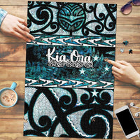 Kia Ora New Zealand Puzzle Aotearoa Proud Maori Paua Shell Silver Fern LT14 Black - Polynesian Pride