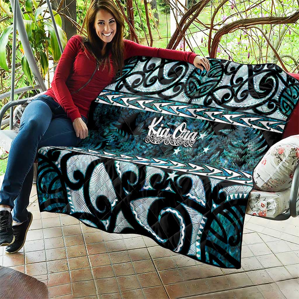 Kia Ora New Zealand Quilt Aotearoa Proud Maori Paua Shell Silver Fern - Polynesian Pride