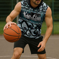 Kia Ora New Zealand Sleeveless Hoodie Aotearoa Proud Maori Paua Shell Silver Fern - Polynesian Pride