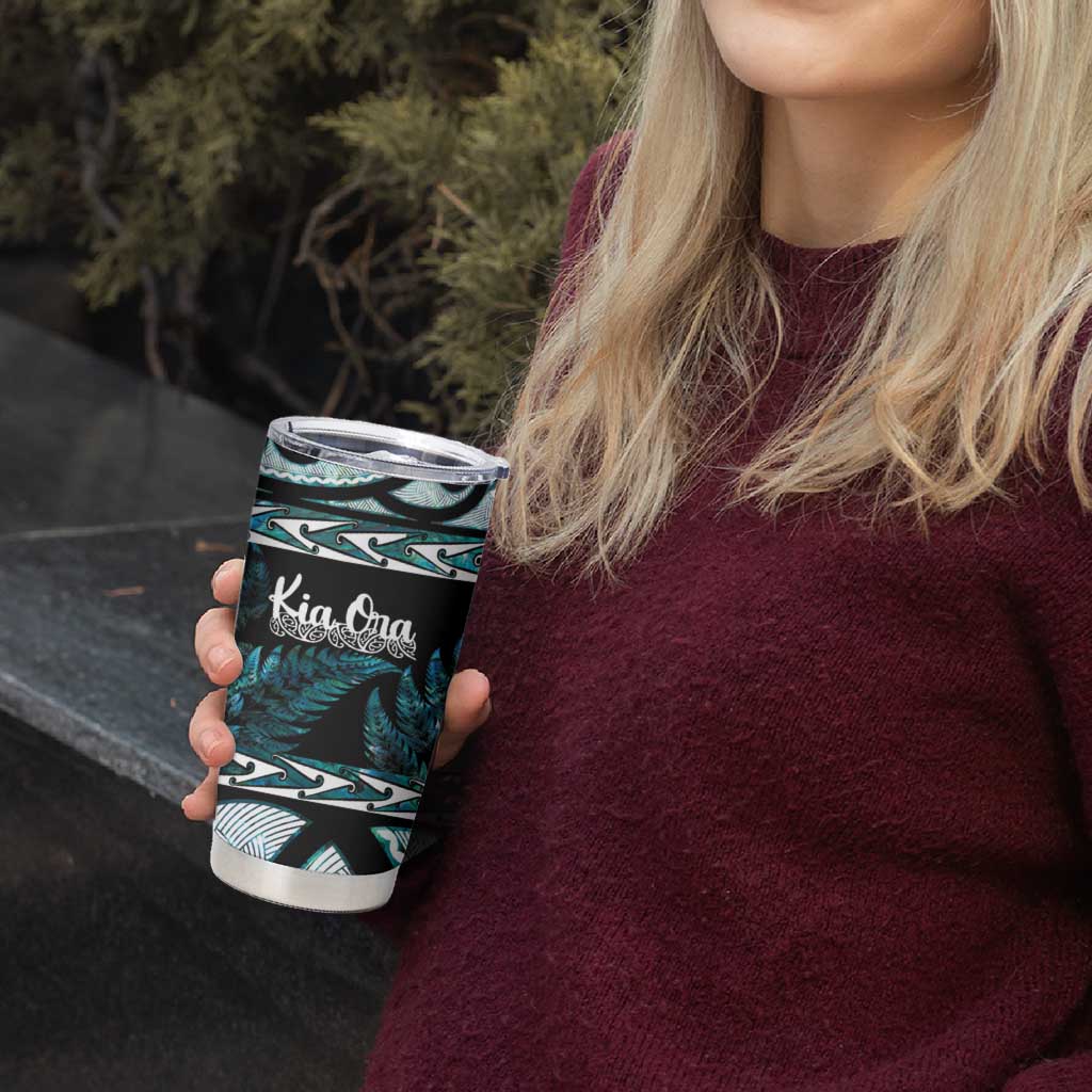Kia Ora New Zealand Tumbler Cup Aotearoa Proud Maori Paua Shell Silver Fern - Polynesian Pride