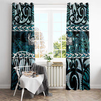 Kia Ora New Zealand Window Curtain Aotearoa Proud Maori Paua Shell Silver Fern - Polynesian Pride