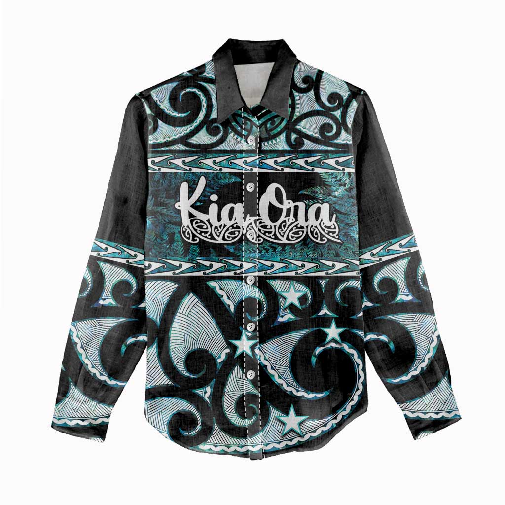 Kia Ora New Zealand Women Casual Shirt Aotearoa Proud Maori Paua Shell Silver Fern LT14 - Polynesian Pride
