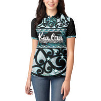 Kia Ora New Zealand Women Polo Shirt Aotearoa Proud Maori Paua Shell Silver Fern LT14 - Polynesian Pride