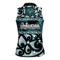 Kia Ora New Zealand Women Sleeveless Polo Shirt Aotearoa Proud Maori Paua Shell Silver Fern LT14 - Polynesian Pride