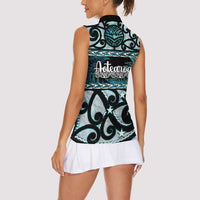 Kia Ora New Zealand Women Sleeveless Polo Shirt Aotearoa Proud Maori Paua Shell Silver Fern LT14 - Polynesian Pride