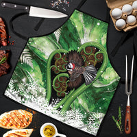 Piwakawaka New Zealand Christmas In July Apron NZ Aroha Koru Fern Marble Vibes LT14 Green - Polynesian Pride