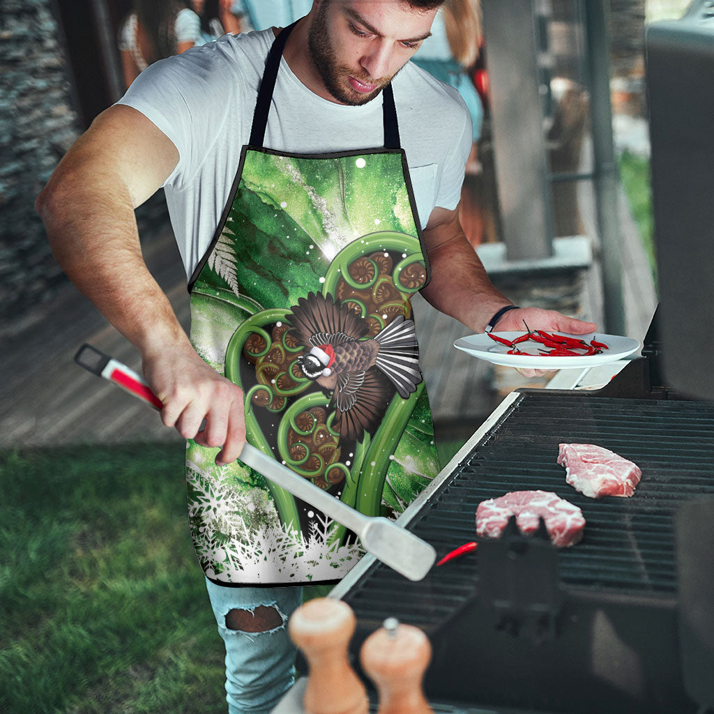 Piwakawaka New Zealand Christmas In July Apron NZ Aroha Koru Fern Marble Vibes LT14 - Polynesian Pride