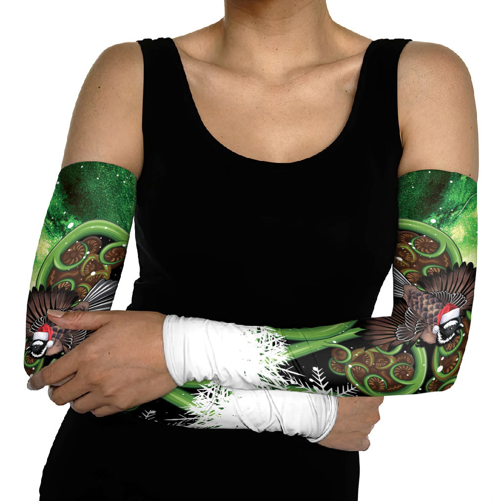 Piwakawaka New Zealand Christmas In July Arm Sleeves NZ Aroha Koru Fern Marble Vibes LT14 - Polynesian Pride