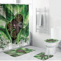 Piwakawaka New Zealand Christmas In July Bathroom Set NZ Aroha Koru Fern Marble Vibes