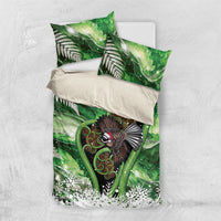Piwakawaka New Zealand Christmas In July Bedding Set NZ Aroha Koru Fern Marble Vibes