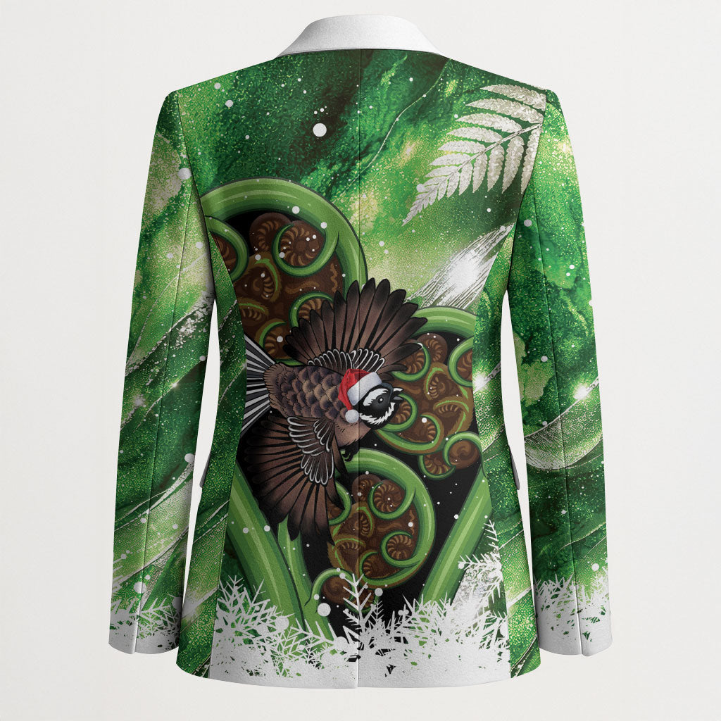 Piwakawaka New Zealand Christmas In July Blazer NZ Aroha Koru Fern Marble Vibes LT14 - Polynesian Pride