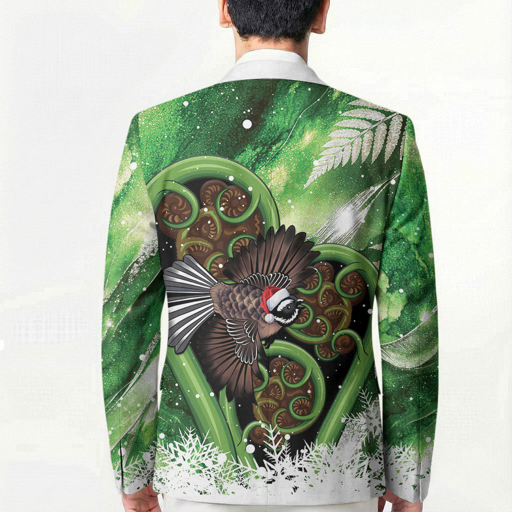 Piwakawaka New Zealand Christmas In July Blazer NZ Aroha Koru Fern Marble Vibes LT14 - Polynesian Pride