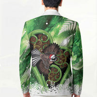Piwakawaka New Zealand Christmas In July Blazer NZ Aroha Koru Fern Marble Vibes LT14 - Polynesian Pride
