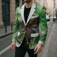 Piwakawaka New Zealand Christmas In July Blazer NZ Aroha Koru Fern Marble Vibes LT14 - Polynesian Pride