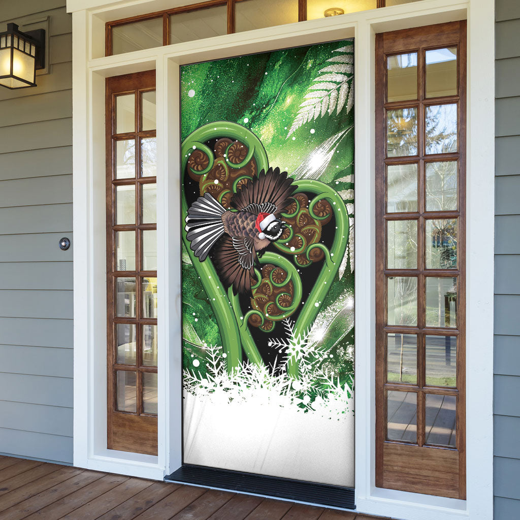 Piwakawaka New Zealand Christmas In July Door Cover NZ Aroha Koru Fern Marble Vibes LT14 - Polynesian Pride