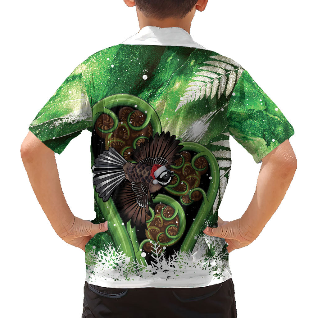 Piwakawaka New Zealand Christmas In July Family Matching Off Shoulder Maxi Dress and Hawaiian Shirt NZ Aroha Koru Fern Marble Vibes LT14 - Polynesian Pride