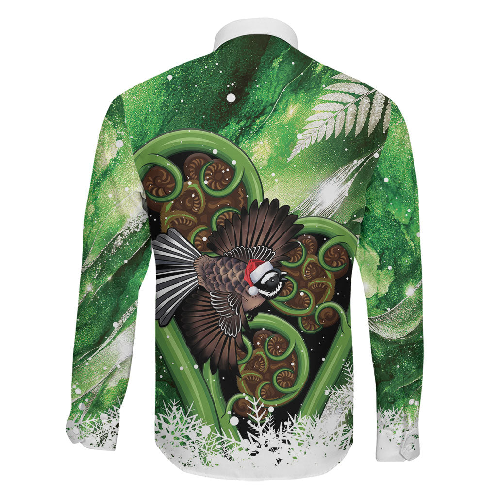 Piwakawaka New Zealand Christmas In July Family Matching Off Shoulder Short Dress and Hawaiian Shirt NZ Aroha Koru Fern Marble Vibes LT14 - Polynesian Pride