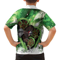 Piwakawaka New Zealand Christmas In July Family Matching Short Sleeve Bodycon Dress and Hawaiian Shirt NZ Aroha Koru Fern Marble Vibes LT14 - Polynesian Pride