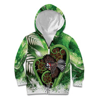 Piwakawaka New Zealand Christmas In July Kid Hoodie NZ Aroha Koru Fern Marble Vibes LT14 Zip Hoodie Green - Polynesian Pride