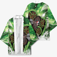 Piwakawaka New Zealand Christmas In July Kimono NZ Aroha Koru Fern Marble Vibes