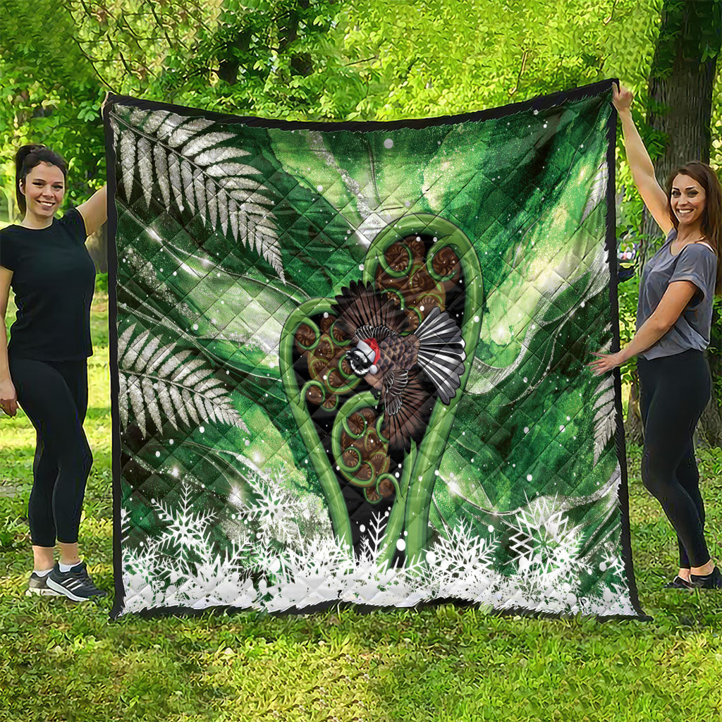 Piwakawaka New Zealand Christmas In July Quilt NZ Aroha Koru Fern Marble Vibes