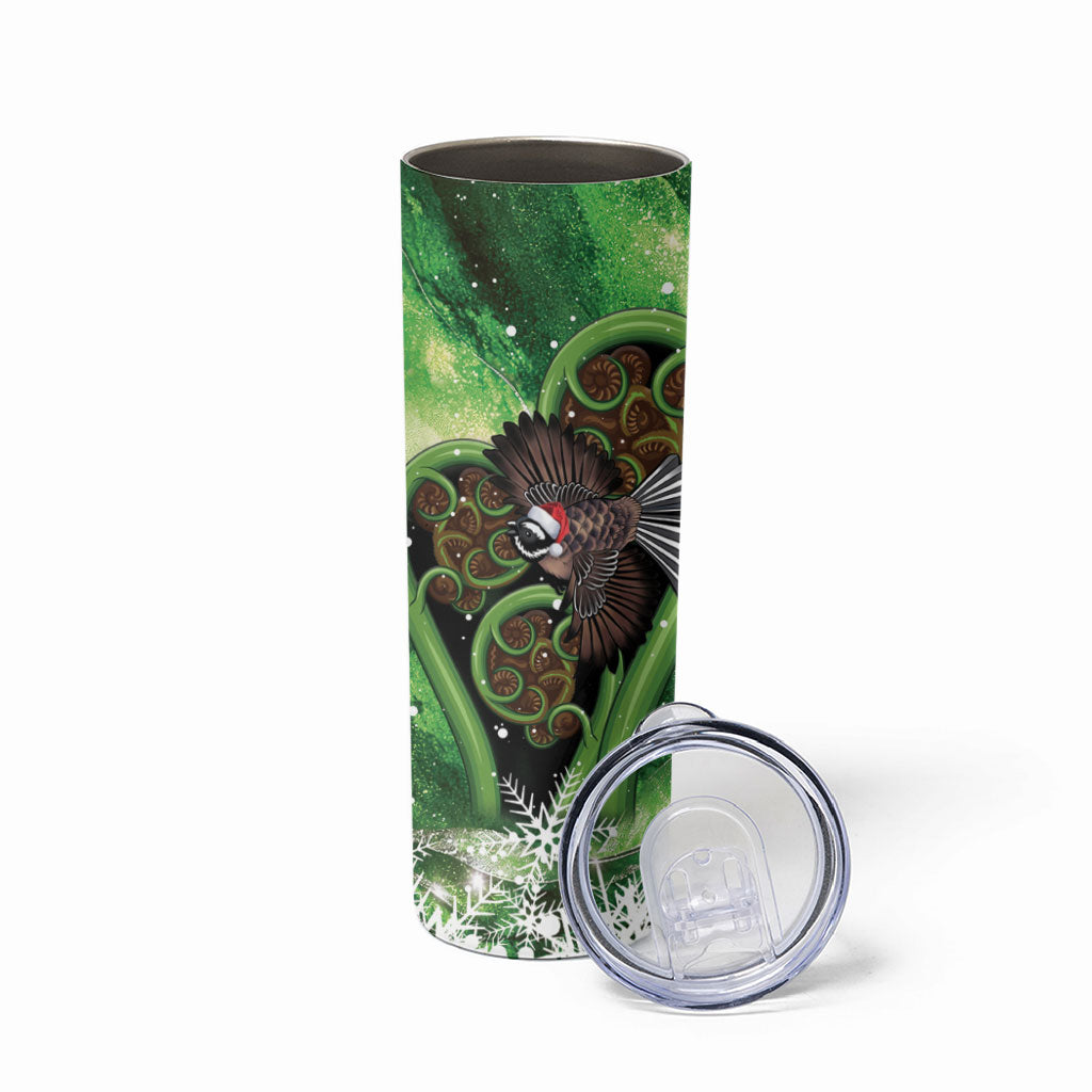 Piwakawaka New Zealand Christmas In July Skinny Tumbler NZ Aroha Koru Fern Marble Vibes LT14 - Polynesian Pride
