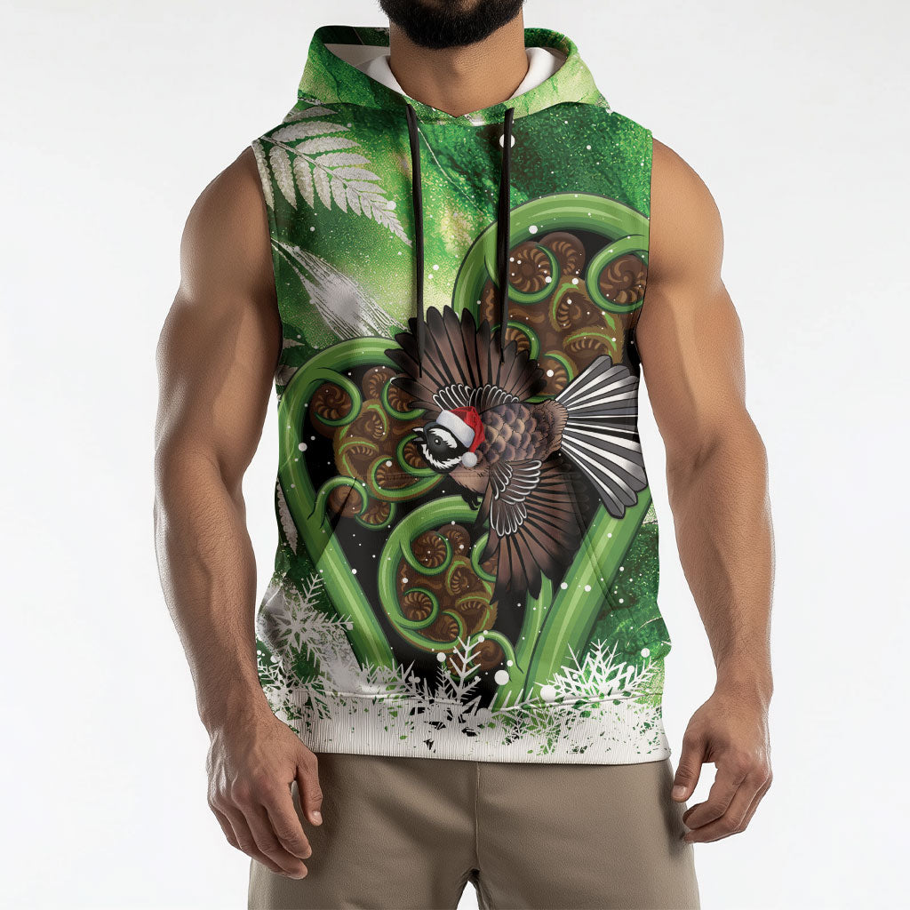Piwakawaka New Zealand Christmas In July Sleeveless Hoodie NZ Aroha Koru Fern Marble Vibes LT14 - Polynesian Pride