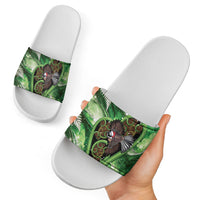Piwakawaka New Zealand Christmas In July Slide Sandals NZ Aroha Koru Fern Marble Vibes LT14 - Polynesian Pride