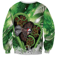 Piwakawaka New Zealand Christmas In July Sweatshirt NZ Aroha Koru Fern Marble Vibes