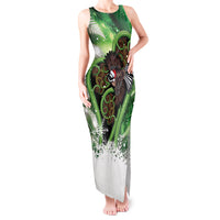 Piwakawaka New Zealand Christmas In July Tank Maxi Dress NZ Aroha Koru Fern Marble Vibes LT14 Women Green - Polynesian Pride